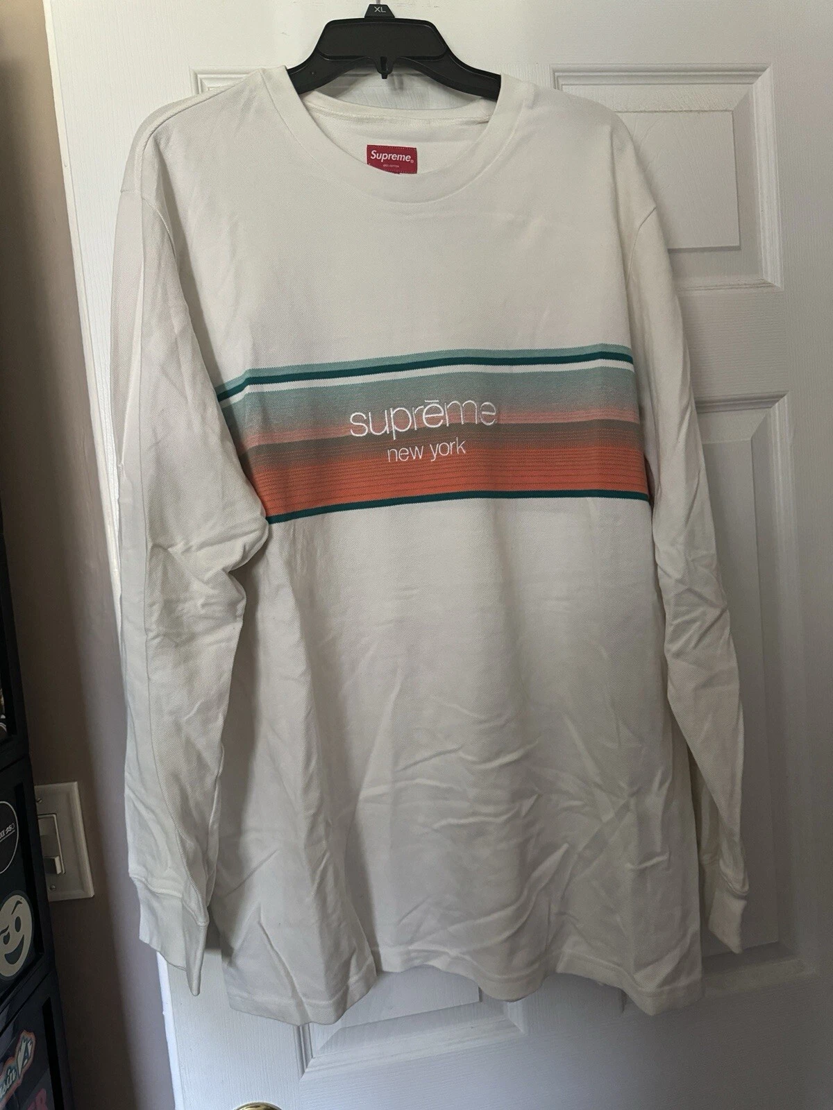 Chemise Supreme Homme XL Blanc New York Rayure Ombre Manches Longues