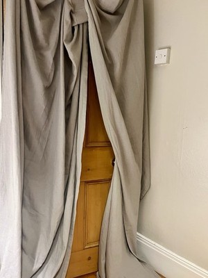 Paar lange Bleistiftfaltenvorhänge strukturierte Baumwolle volle Länge Tropfen je 220 x 135 cm