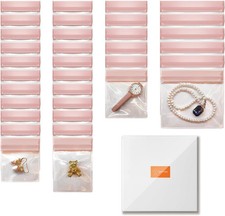 EVA Anti Tarnish Jewelry Bags Storage, Small Clear Plastic Mixed Sizes, Pink 