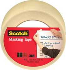 Scotch Home and Office Masking Tape, 1.88-Inch by 60 1.88" Width, Tan