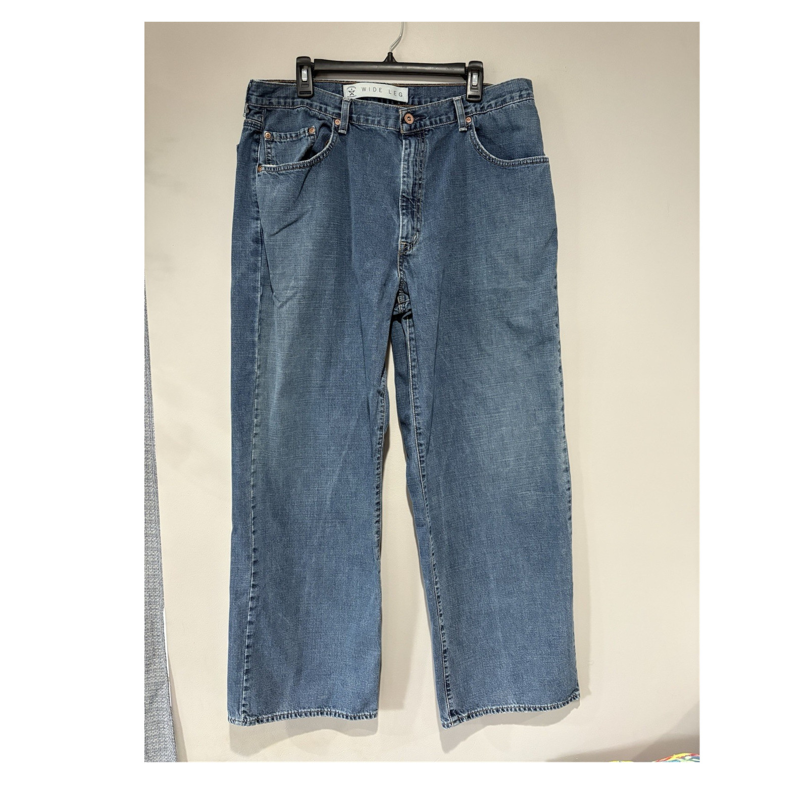 VINTAGE Arizona Jean Co WIDE LEG Jeans 38x32 Blue Denim Baggy 90s