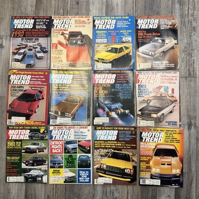 Motor Trend Magazine - 1980 - Complete Set Issues 1-12 Full Set Complete Lot