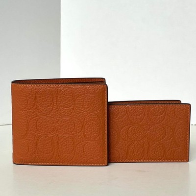 Coach 3-In-1 Wallet CCG33 Signature Pebbled Leather Toffee Gunmetal