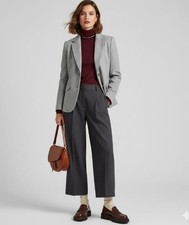 Talbots Wool Aberdeen Houndstooth Notch Lapel Single Breasted Blazer Gray US 2