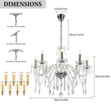 Modern Luxury Crystal Chandelier 8 Lights Ceiling Fixtures Pendant Lighting