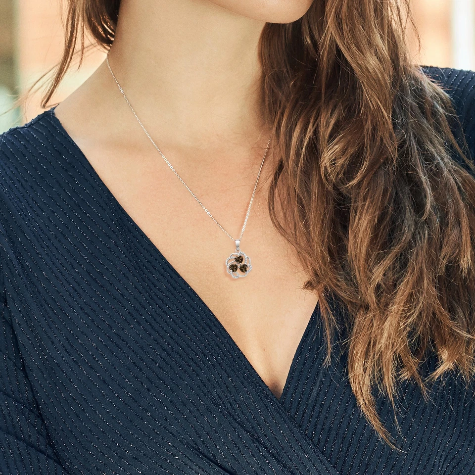 1.66 Ct Heart Shape Brown Smoky Quartz 925 Sterling Silver Pendant - Image 3 of 4