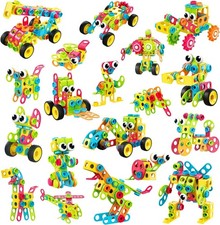 Set bloques construccion 195 piezas ninos juguete stem educativo edad 3 mas