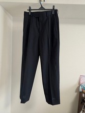 AURALEE Wool Kid Mohair Hop Sack 2-Tuck Mens Slim Navy Pants