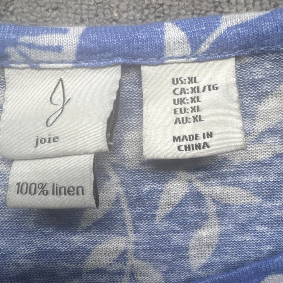 Joie льняной комплект женщин XL синий белый пейсли 2 изделия рубашка брюки Summer Coastal - Изображение 2 из 4