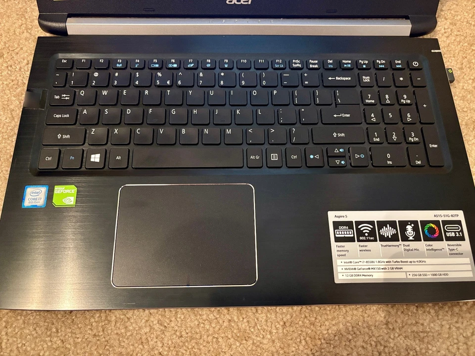 Acer Aspire 5 Laptop - Intel i7 - GeForce MX1 A515-51G-82TP (SSD 256Gb HDD 1TB) - Image 4 of 4