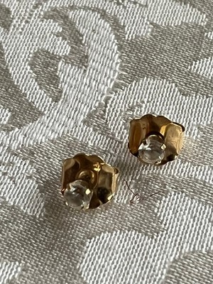 14K massiv Gelbgold 4,2 mm weißer Saphir Solitär Ohrstecker LUV 1,6 Gramm