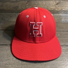 Vintage DeLong Red Adjustable Snapback Cap Hat H Made in USA Harvard Howard