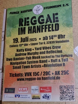 Reggae Im Hanffeld FESTIVAL 2025 - DIN A2 Poster - gefaltet / folded