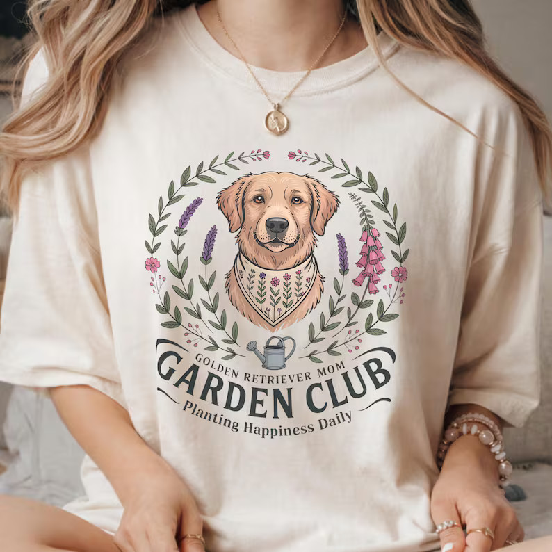 Golden Retriever Mom Garden Club Comfort Tee Dog Mama