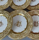 Set 6 Antique DRESDEN HP Porcelain Plates Raised GILT Turquoise Enamel WEHSENER — photo 6