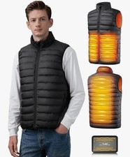 Men's Heated Vest with 7.4V 25000mAh Battery Pack Included, 6 Heating Zones Sz M