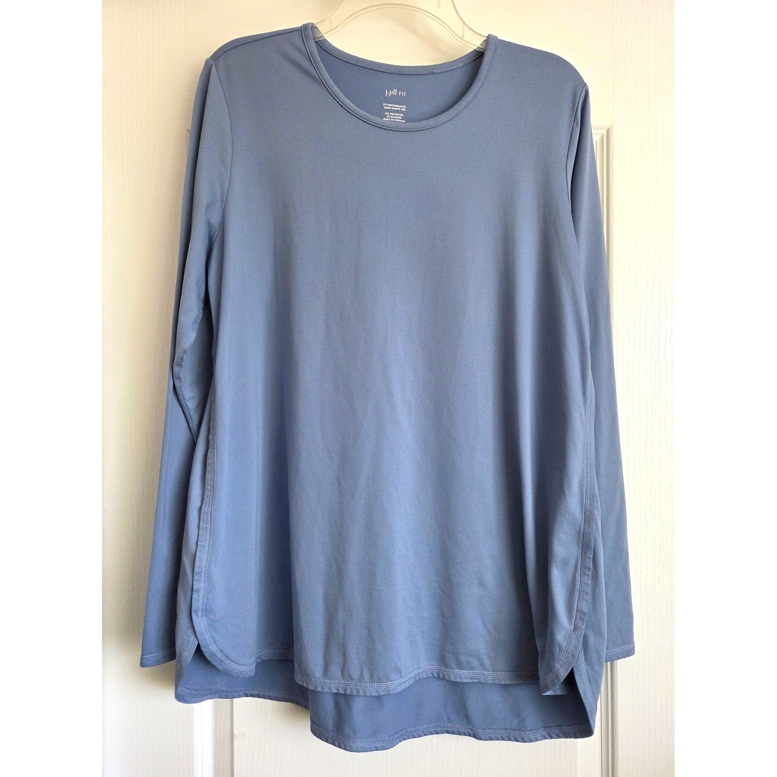 J. Jill Fit Performance Blue Long Sleeve Tee Sz L Activewear