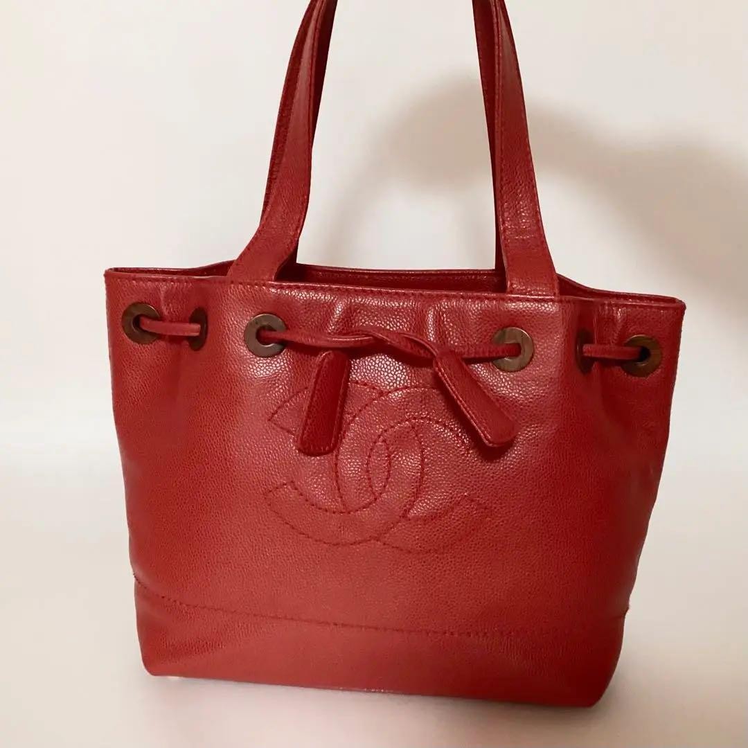 Chanel Coco Mark Caviar Leather Tote Designer Luxury Shoulder Bag