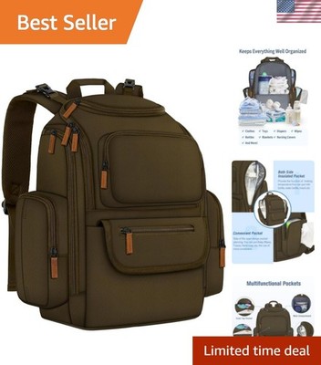Elegant Large Capacity Diaper Bag Backpack with Insulated Pockets - Dark Green