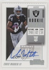 2018 Panini Contenders Stubs 10/34 Chris Warren III #267 Auto 1l2