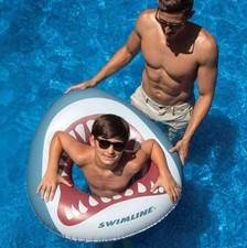 SwimLine Shark Mouth Float Ring Inflatable Pool Toy Jaws Ocean Lake Party 90204