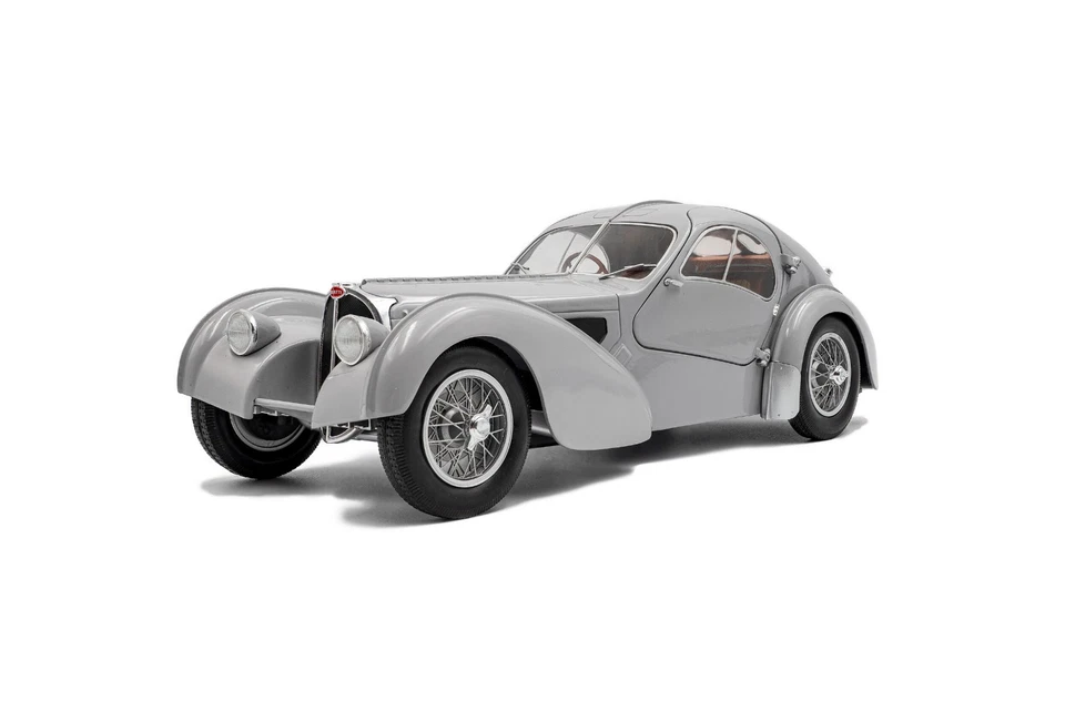SOLIDO BUGATTI ATLANTIC TIPO 57 SC TAPPETINO ARGENTO 1937 1:18 N.B PREVIENE N... - Immagine 2 di 4