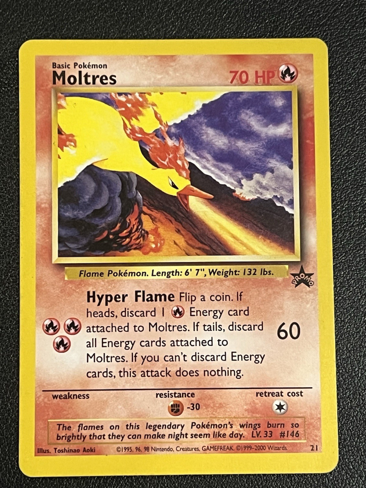 2000 Pokemon Moltres #21 Black Star Promo LP