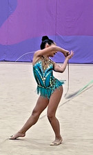Rhythmic gymnastics leotard Green-Golden, girth 130cm/ torso, Sz 9-11 y.old