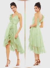 NWT Ieena for Mac Duggal Ruffle Faux Wrap Polka Dot Midi Dress Pistachio Size 2