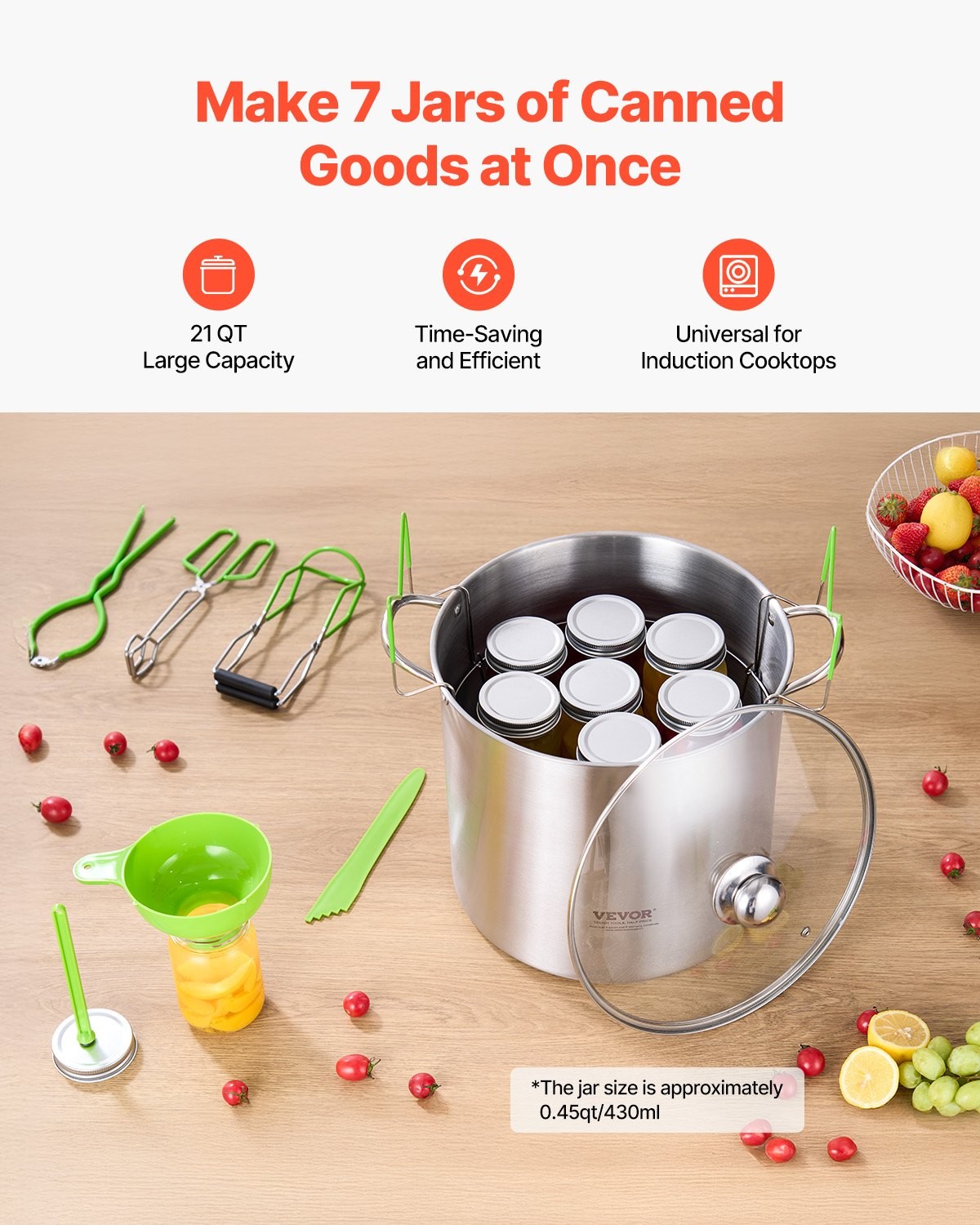 VEVOR Canning Supplies Starter Kit, 9 Pieces Stainless Steel Water Bath Canning