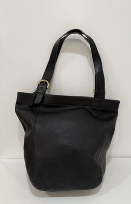 Vintage 90s Coach 4082 Soho Duffle Black Leather US Made XL Bucket 