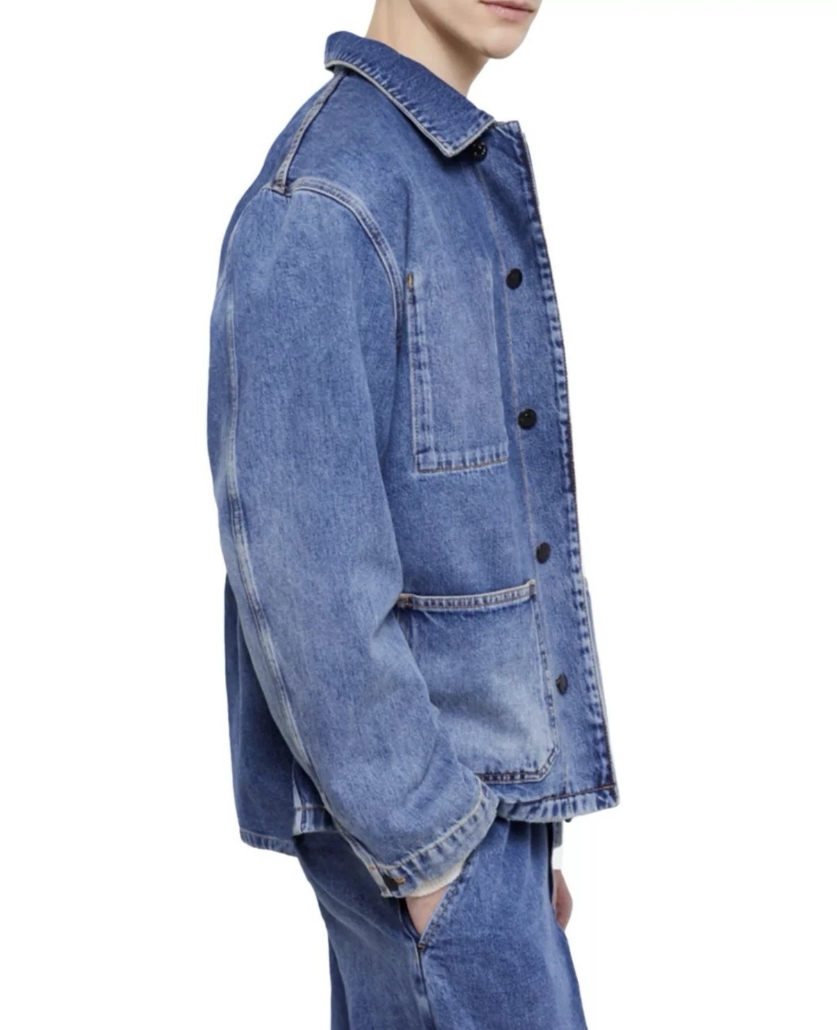 $ 255 The Kooples Cotton Workwear Denim Blue Jean Jacket Sz SMALL NWT BARN - second product detail image