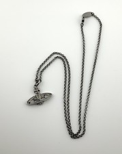 Vivienne Westwood Gunmetal Mini Bas Relief Orb pendant necklace (missing stone)