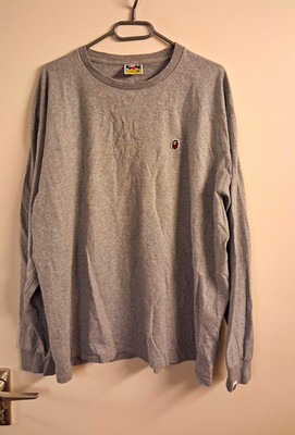 A Bathing Ape Longsleeve Shirt Grau 2XL Ape Head One Point Logo