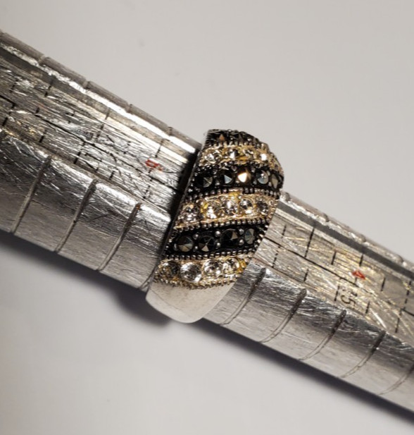 Solid Sterling .925 Silver Band Ring Marcasite an… - image 10