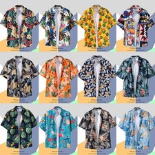 Men Hawaiian Floral Print Shirt Short Sleeve Casual Beach Summer Top