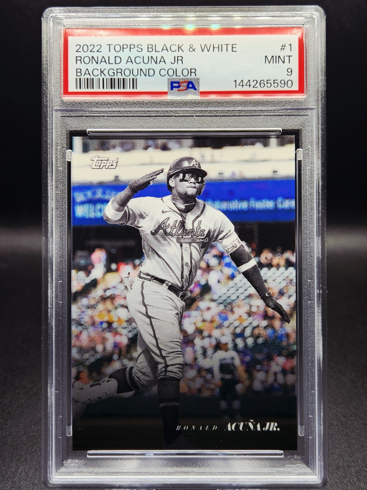 2022 Topps B&W Ronald Acuna Jr. PSA 9 MINT Background Color /49 #1 Braves view 1