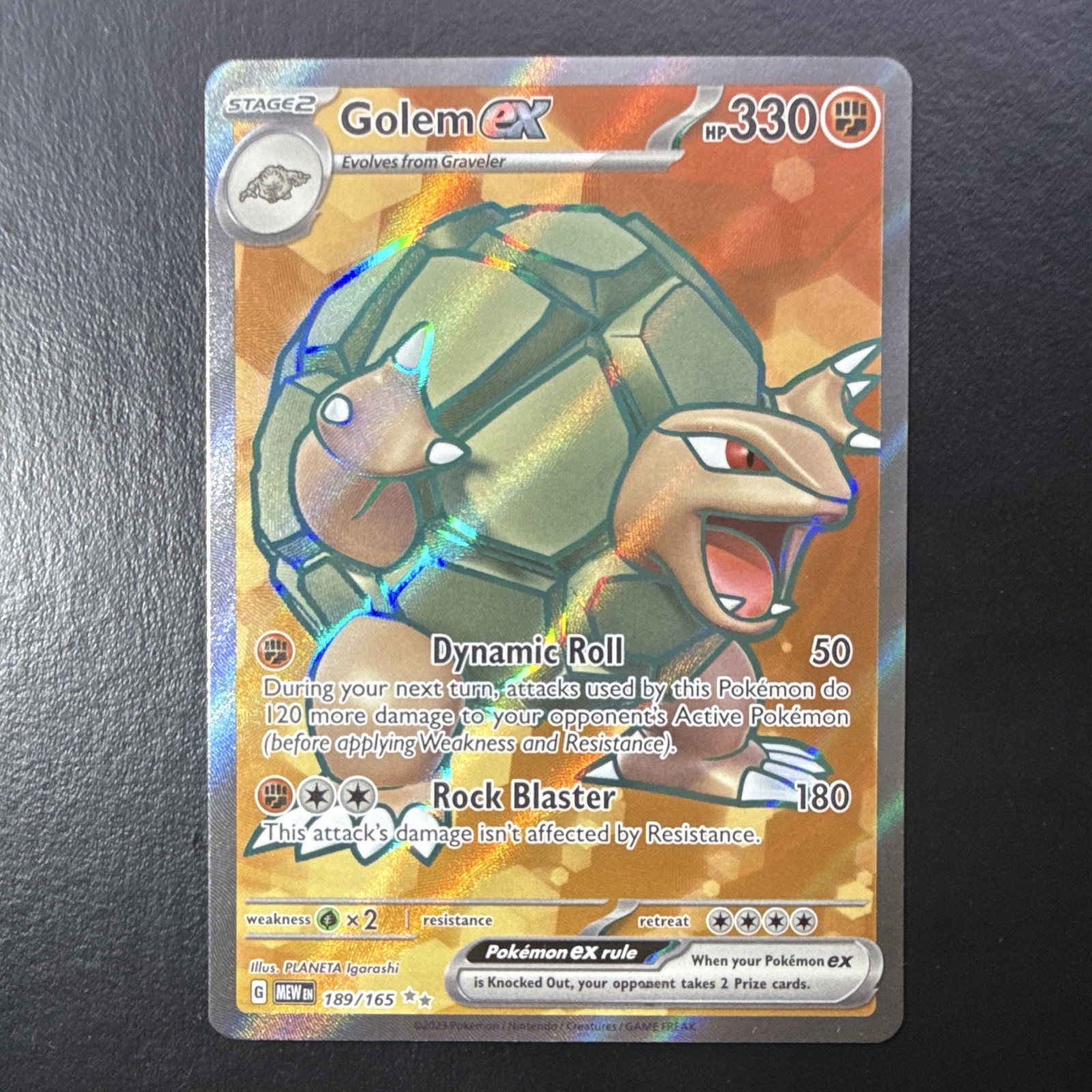 Golem ex 189/165 - Full Art Ultra Rare - SV: Scarlet & Violet 151 - Near Mint
