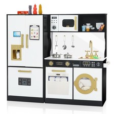 Play Kitchen Sets for Kids, Pretend Wooden Kids Kitchen Playset, Interactive ...