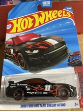 New 2026 Hot Wheels Black Wflames 2020 Ford Mustang Shelby Gt500 Nightspeed 2