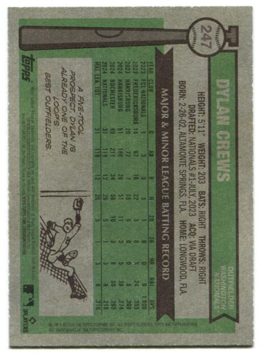 2025 Topps Heritage #247 Dylan Crews Cartoon Variation Rookie SSP Nationals - Picture 2 of 2