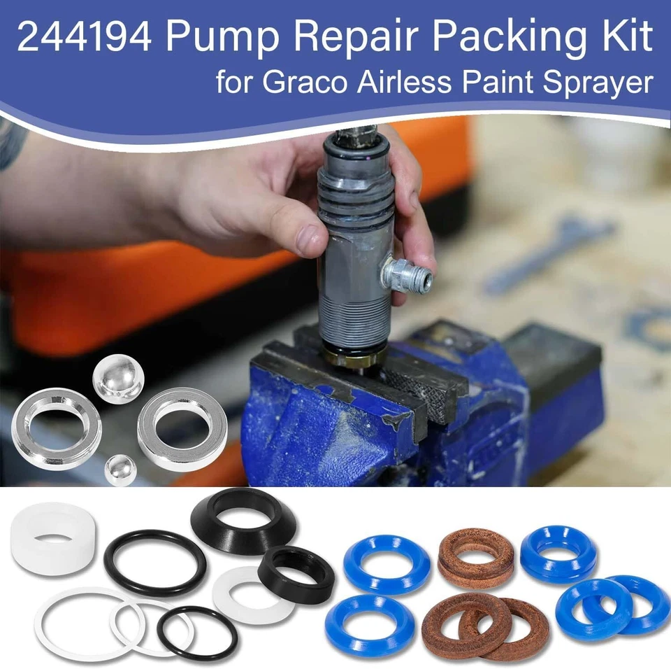 244194 Pump Packing Seal Kit for Graco 295 390 395 490 495 595 3400 Sprayer - image 2 of 4