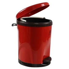 2.1/3 Gallons Plastic Foot Step Pedal Garbage Can, Bathroom Trash Can w/ Lid Red