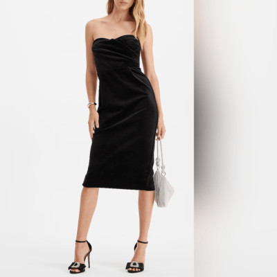 Victor Costa For Saks Fifth Avenue Vintage Crushed Velvet Black Dress XS Sweethe