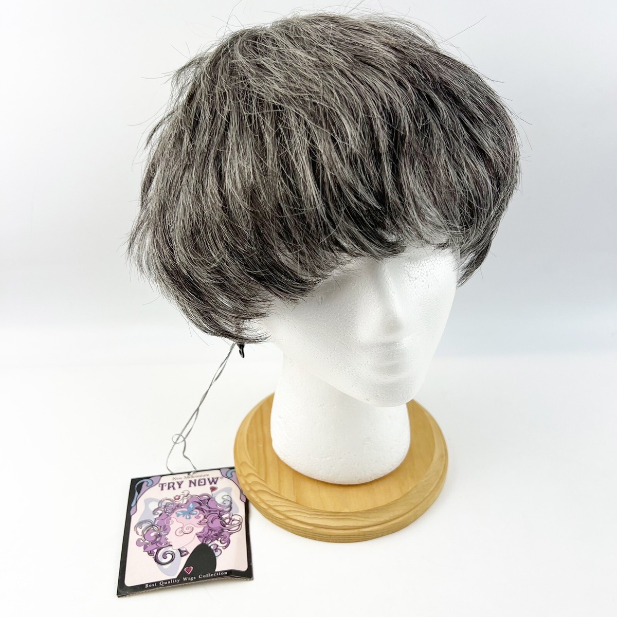 NWT Try Now Wig Dark Gray Short Hair Style Synthetic Bangs  display picture 1