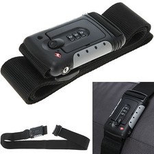 Koffergurt TSA Gurt IATA Kofferschloß Zahlenschloss Kofferband USA Schwarz +b