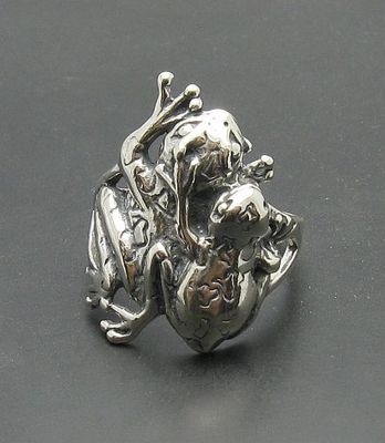 Sterling Silber Ring zwei Frösche massiv 925 Kaiserin Top Qualität Handarbeit