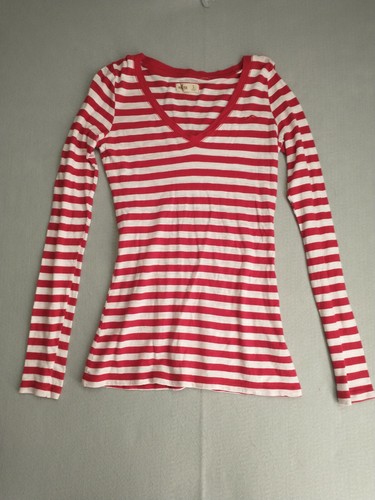Hollister Womens Top Small Red Striped 