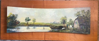 House Garden at the Water's Edge North German H. Weißenfels Antique around 1970
