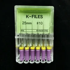 60pcs Dental Endo Root Canal File K-files 25mm Stainless Steel #10 Hand Files